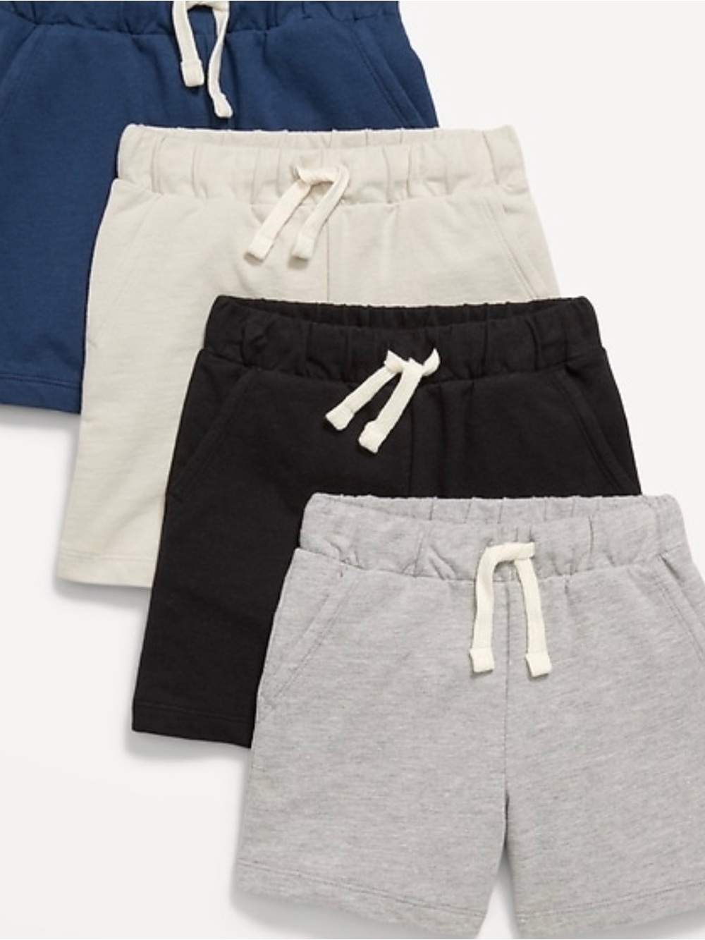 Old Navy 4-Pack Girls/Boys Pull-On Shorts in Blue, Cream, Black, Gray